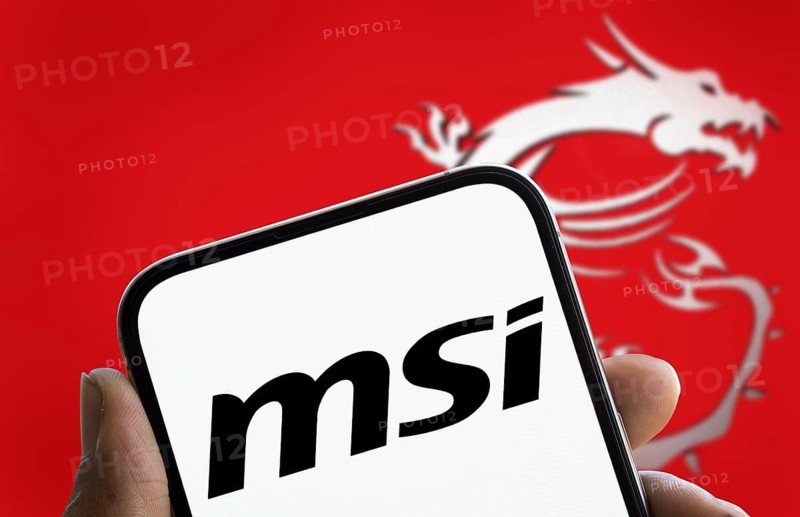 Msi logo is displayed on smartphone. MSI is a Taiwanese multinational information technology company.