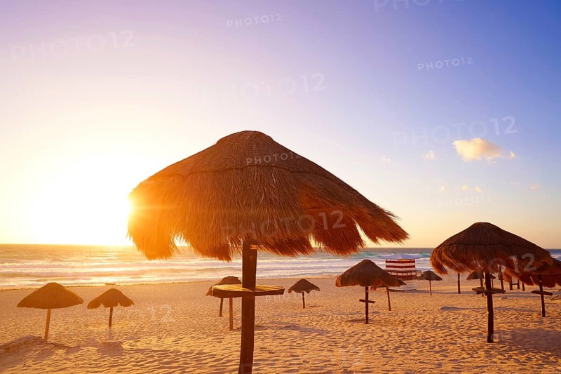 Cancun sunrise at Delfines Beach at Hotel Zone of Mexico