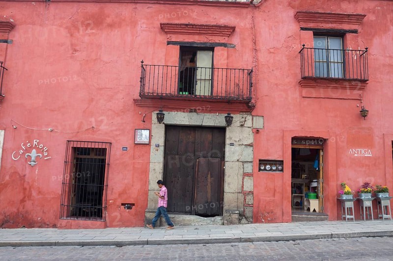 Facade of old style a mexican house. Oaxaca, Oaxaca. Mexico