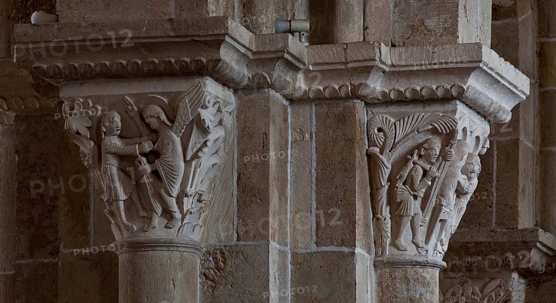 Vezelay, Basilica of Ste-Marie-Madeleine. Interior. Romanesque nave Figure capitals, St, Saint, Saint