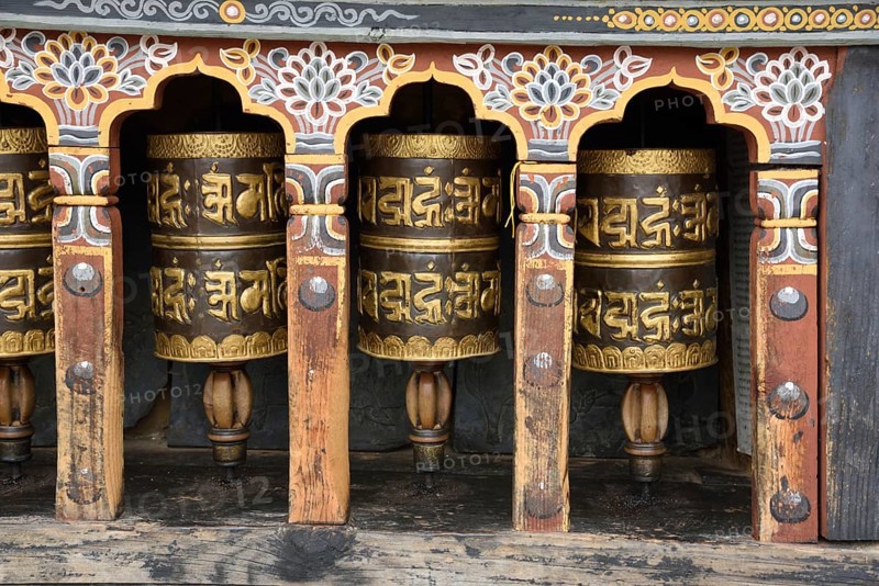 Buddhist prayer wheels, Thimphu, Bhutan, Asia