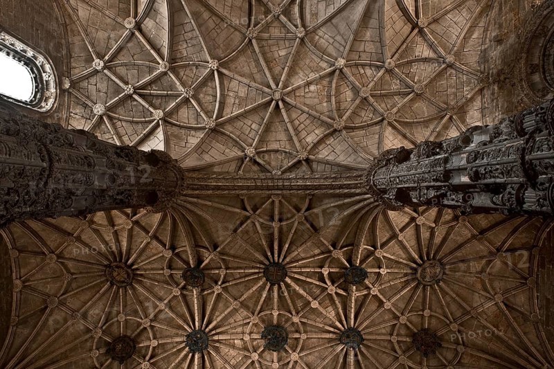 Hieronymus monastery, church, vault with metal emblem discs, St., Sankt, Saint