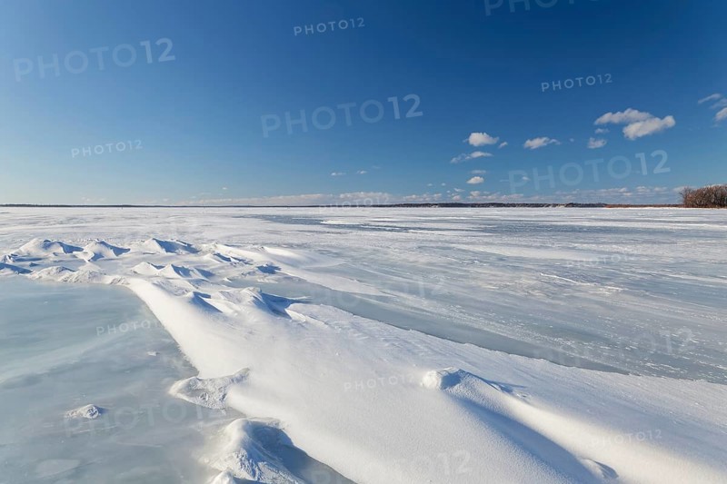 Nature, frozen riverscape with snow drifts, Province of Quebec, Canada, North America