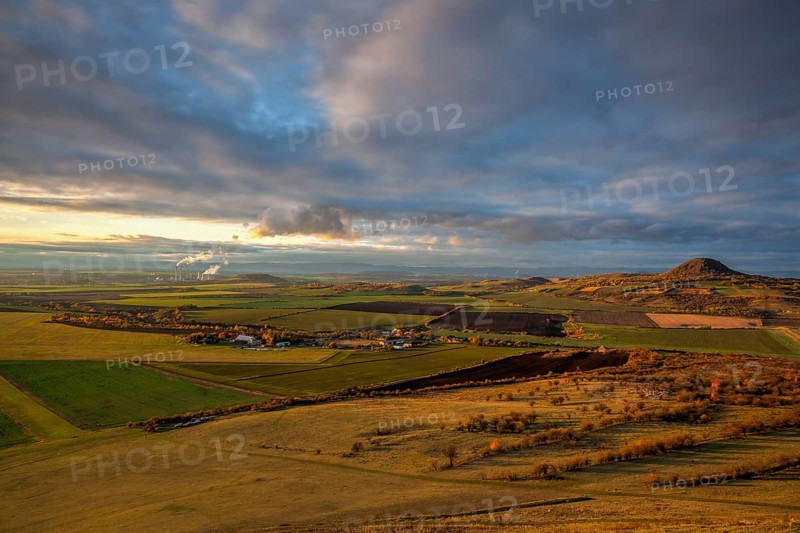 Amazing autumn view from Rana Hill in Central Bohemian Uplands, Czech Republic. Central Bohemian Uplands is a mountain range located in northern Bohemia. The range is about 80 km long