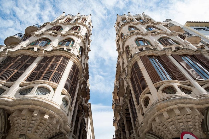 Majorca, Palma de Majorca, Placa Mercat, Can Casasayas semi-detached house, built 1908-1911 by Francesc Roca in the Modernisme style