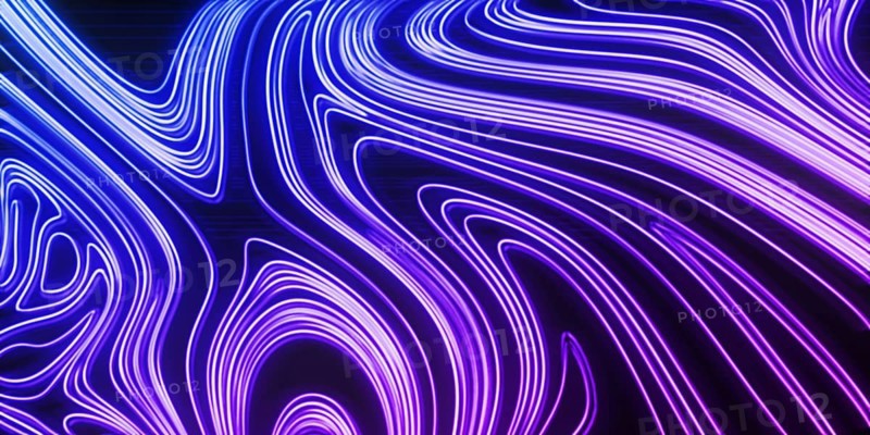 Neon Glow blue and purple lines on a dark background, Cyberpunk background
