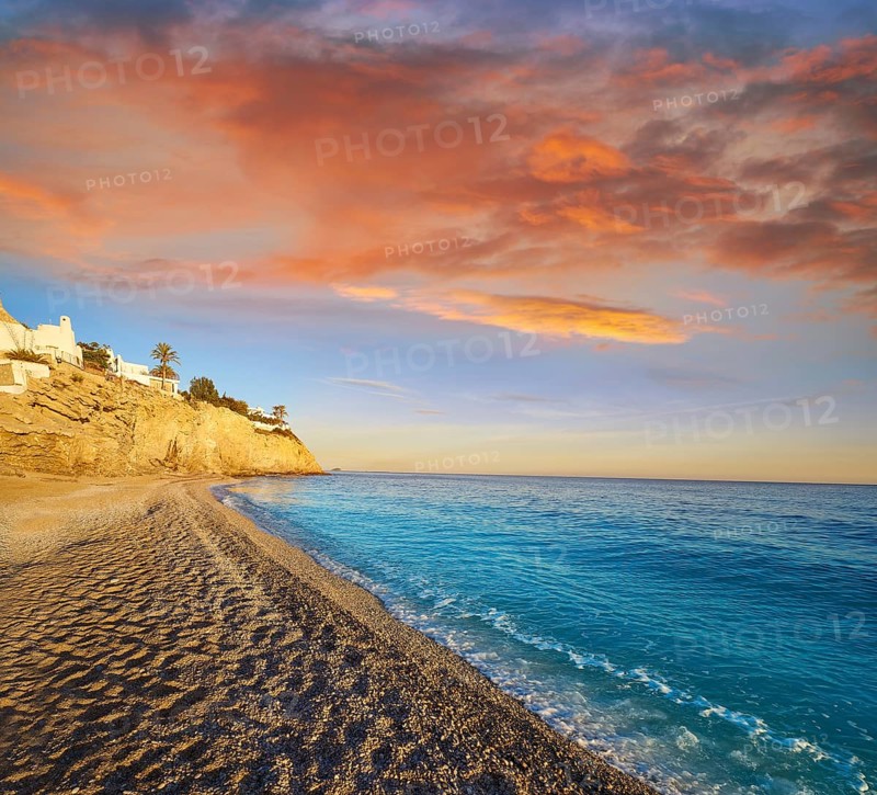 Esparrello beach playa in Villajoyosa of alicante in Spain also Asparrallo in Vila Joiosa at Costa Blanca