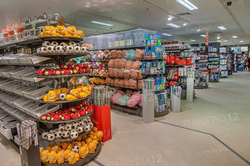 Shelves with toys and household goods, one-euro shop, Allgäu, Bavaria, Germany, Europe