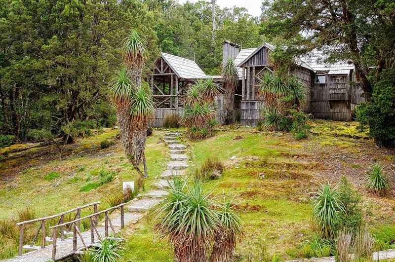 The original Waldheim (forest home) was built by Gustav and Kate Weindorfer as a rustic home and guest chalet in 1912, Cradle Mountain, Tasmania, Australia, Oceania