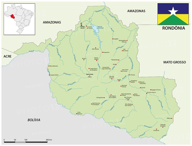 Map of the Brazilian state of Rondonia