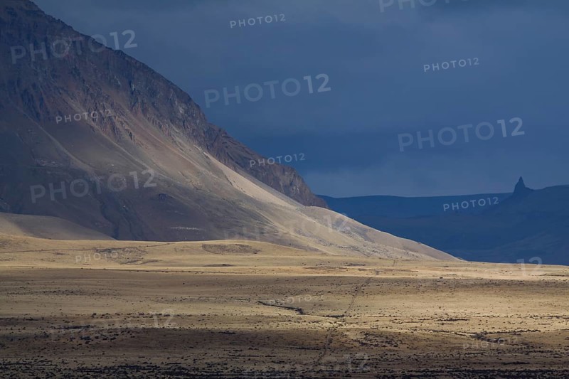 Nature with wide plain in Patagonia with beautiful light mood