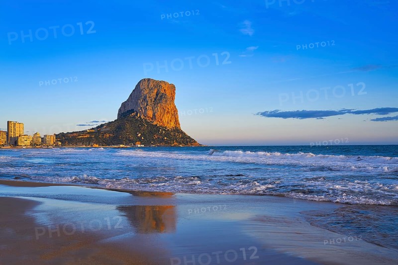 Arenal Bol beach in Calpe also Calp in Alicante of spain at Costa Blanca Arenal-Bol Ifach penon