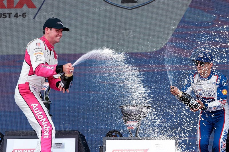 INDYCAR Series driver, KYLE KIRKWOOD (27) of Jupiter, Florida, wins the Big Machine Music City Grand Prix at Streets of Nashville in Nashville, TN