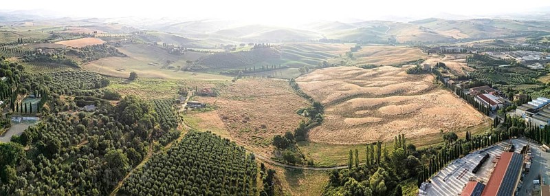 Tuscan landscape on a road of cypress trees near San Quirico d Orcia, Italy, Europe