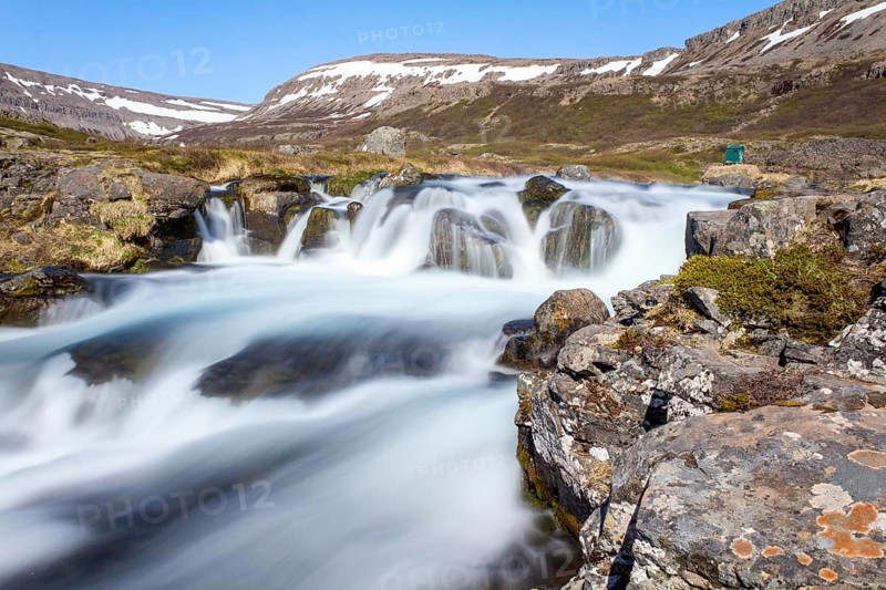 Magnificent stream of Dynjandi waterfall in the Westfjords, Iceland, Europe