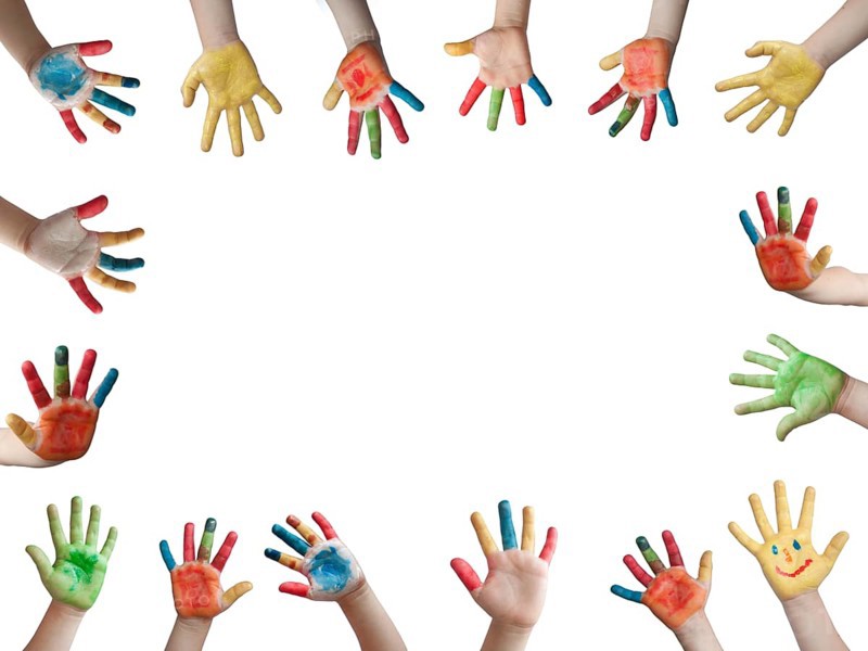 Children painted hands