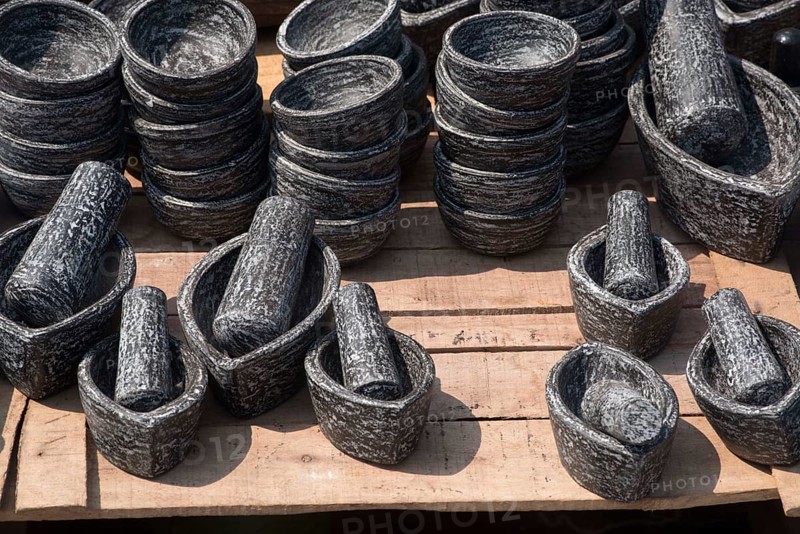 Pestle old grinder kept for sell, puri, orissa, india, asia