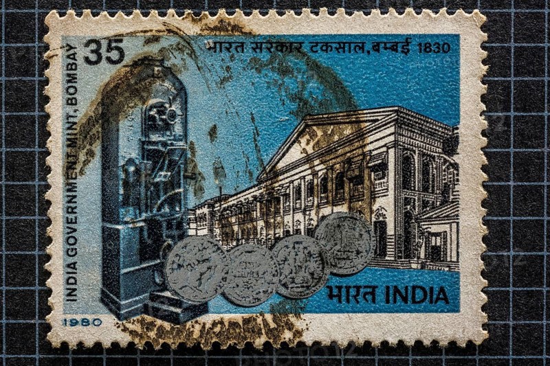 Government mint, postage stamps, india, asia