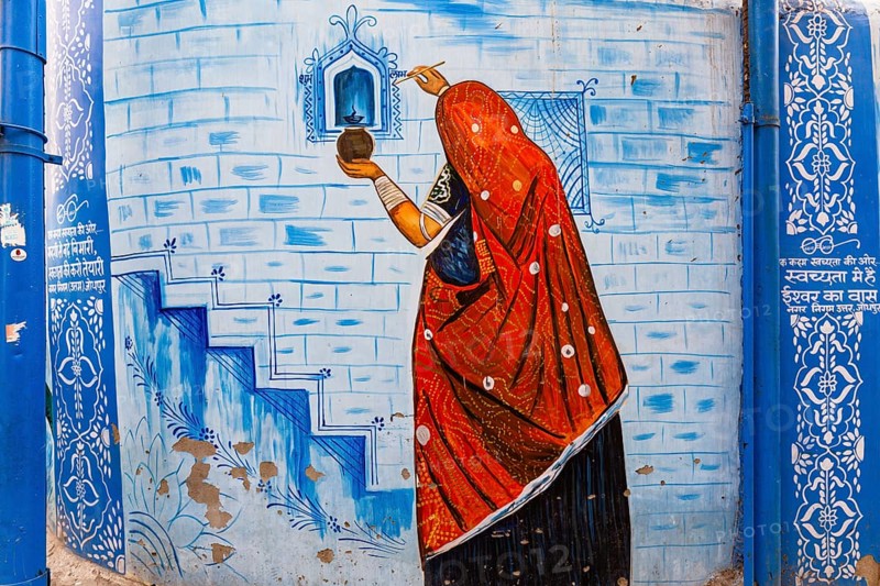 Street-Art in den Straßen der Altstadt von Jodhpur, Rajasthan, Indien
