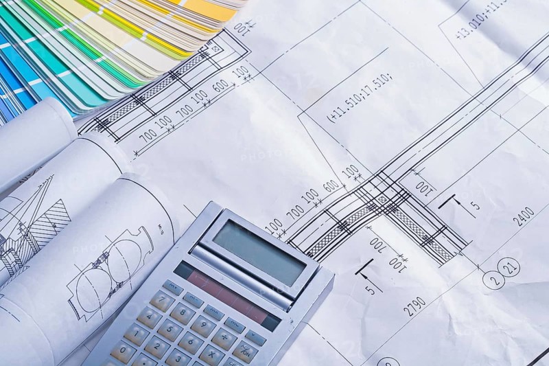 Calculator rolled blueprints color palette
