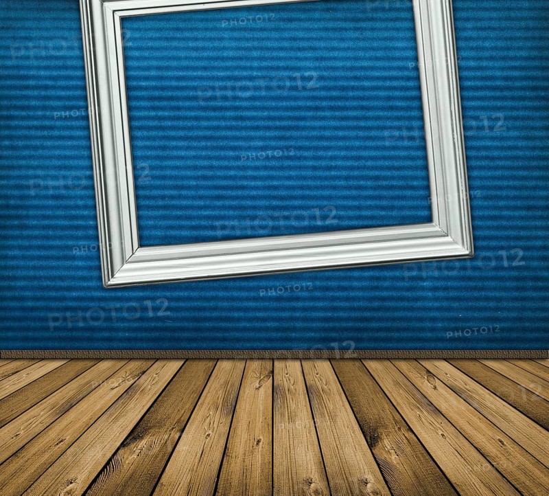 Vintage blue interior with wooden floor