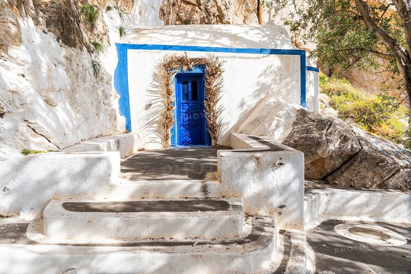 Orthodox Church of Zoodochos Pigi, cave chapel, Kamari, Santorini Island, Cyclades, Greece, Europe