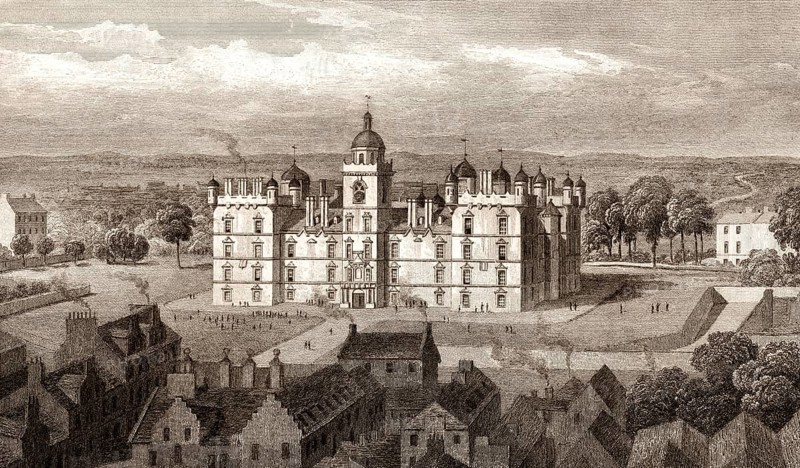 Heriot's Hospital, from the Castle hill, Edinburgh, Scotland, 19th century, from Modern Athens by Th. H. Shepherd