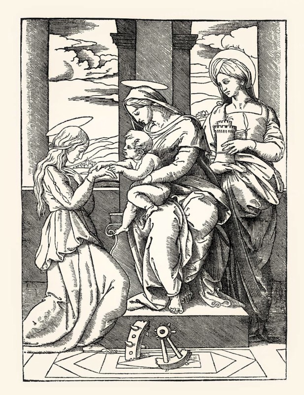 The Mystic Marriage of Saint Catherine of Alexandria, 16th century, facsimile of the 19th century