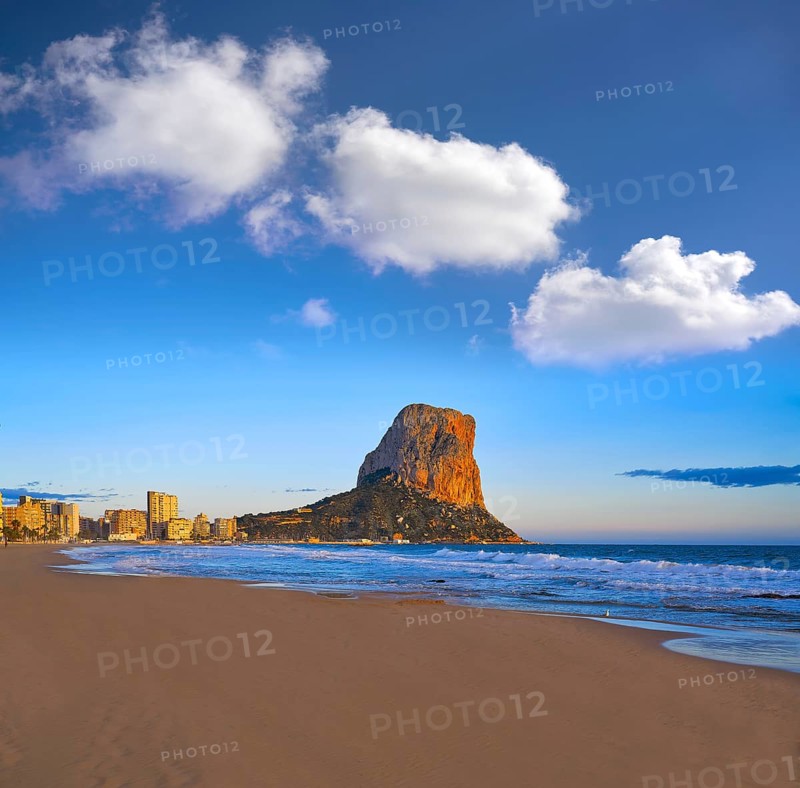 Arenal Bol beach in Calpe also Calp in Alicante of spain at Costa Blanca Arenal-Bol Ifach penon