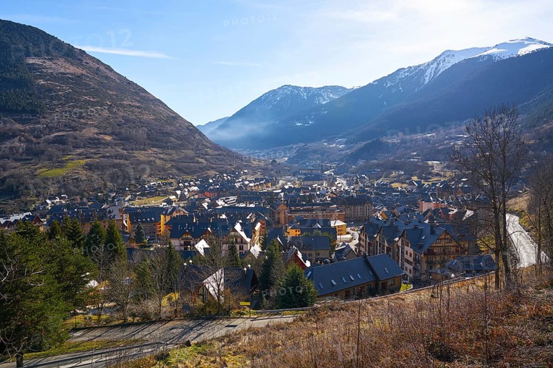 Vielha also Viella village in Lerida Catalonia of Spain Aran Valley in Pyrenees