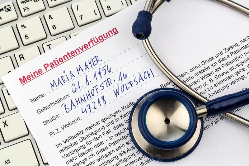 A living will in German. Instructions for the doctor or hospital in the event of a terminal illness. Austria