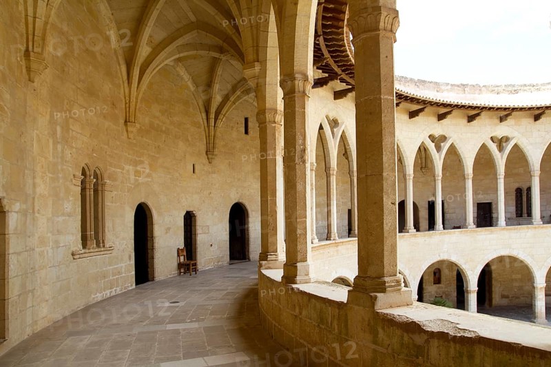 Bellver Castle Castillo cloister corridor in Majorca at Palma de Mallorca Balearic Islands