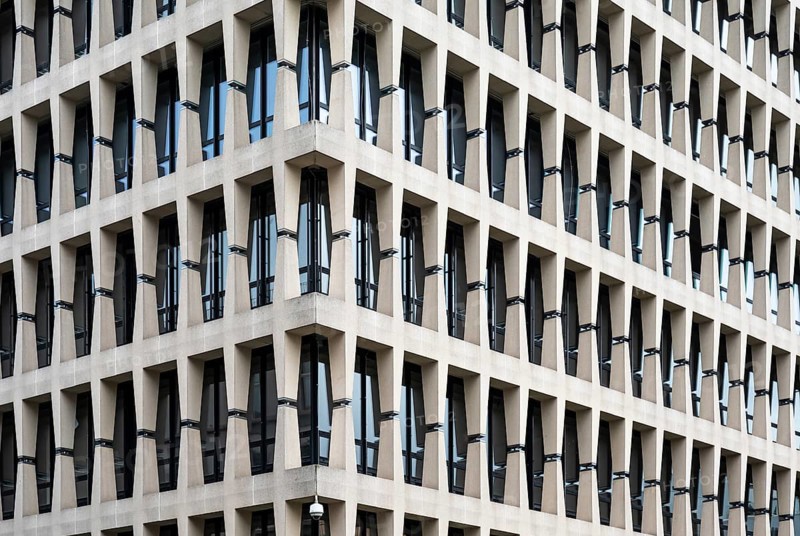 Old Town, Brussels Capital Region, Belgium, 06 05 2022, Rectangular windows of the ING headquarters, a banking institution, Europe