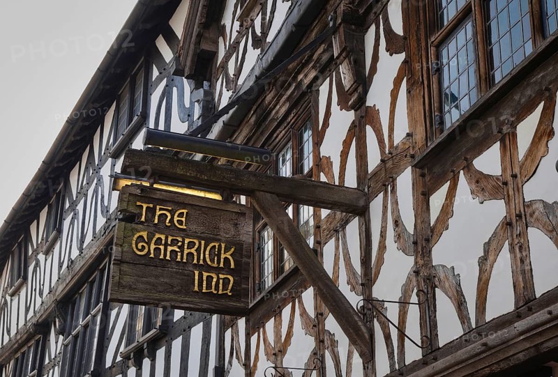 Beautiful old half-timbered houses like this one adorn the town center of Stratford upon Aven in Warwickshire, England, United Kingdom, Europe