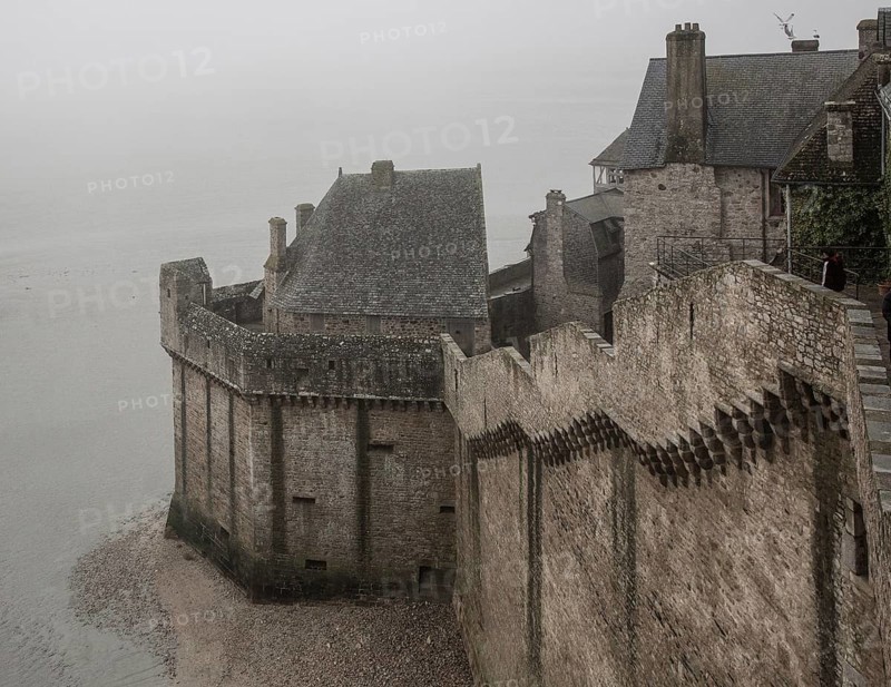 Mont-Saint-Michel, monastery hill, fortified staircase, view of the Tour Boucle from the north