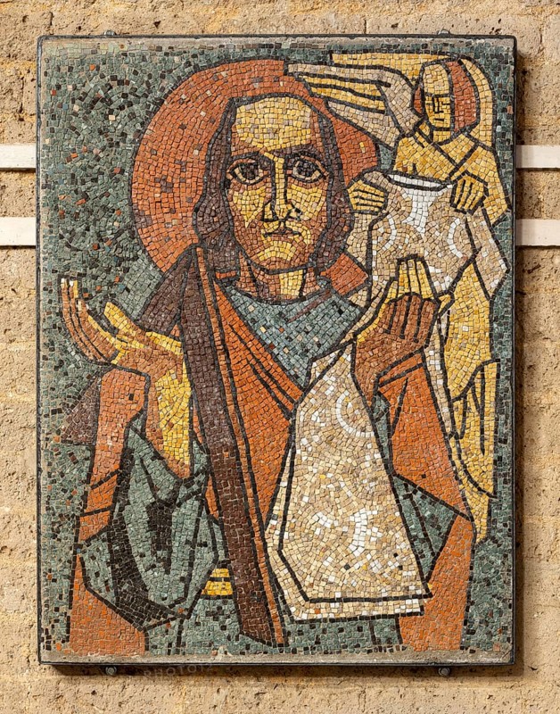 Brauweiler near Pulheim, St Nicholas Abbey Church, mosaic by Jaap Sombroek in St Martin's Chapel, St Joseph