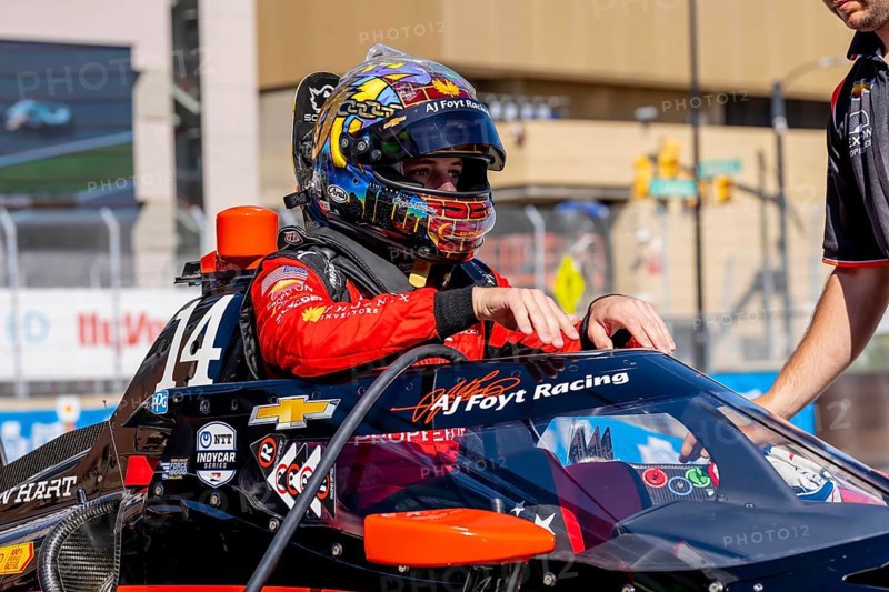 INDYCAR driver, SANTINO FERRUCCI (14) of Woodbury, Connecticut, prepares to practice for the Chevrolet Detroit Grand Prix at the Streets of Downtown Detroit in Detroit MI, USA, North America