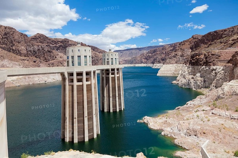 Hoover Dam in sunny day on the border of Arizona and Nevada