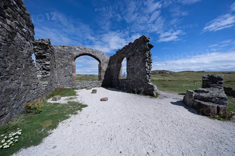 Ruins of the ruined St Dwynwen Church, Llanddwynn Island, Newborough, Anglesey, Wales, Great Britain