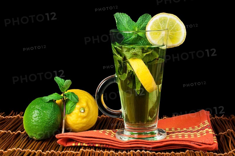 Cup of mint tea. Mint tea with lemon and fresh mint
