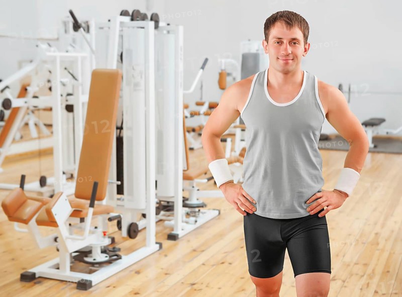 A smiling sportsman in gim