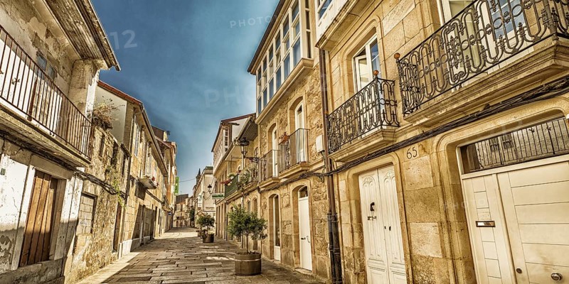 Typical Architecture, Street Scene, La Coruña, Galicia, Spain, Europe