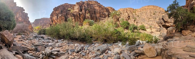 Hiking through the iconic Amtoudi canyon in the Anti-Atlas, Morocco, Africa