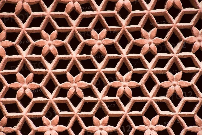 Lattice window, junagarh fort, bikaner, rajasthan, india, asia