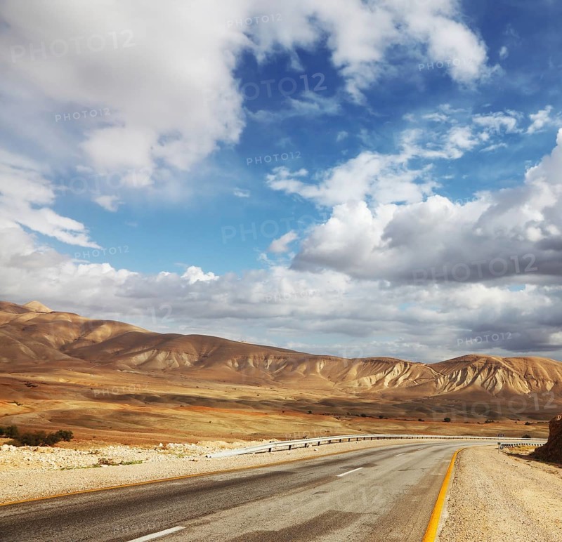 Empty road. Wonderful winter day in the Judean desert