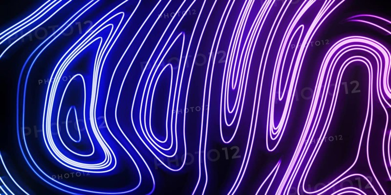 Neon Glow blue and purple lines on a dark background, Cyberpunk background