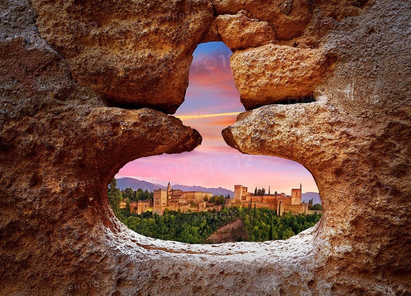 Alhambra window of Granada photo illustration