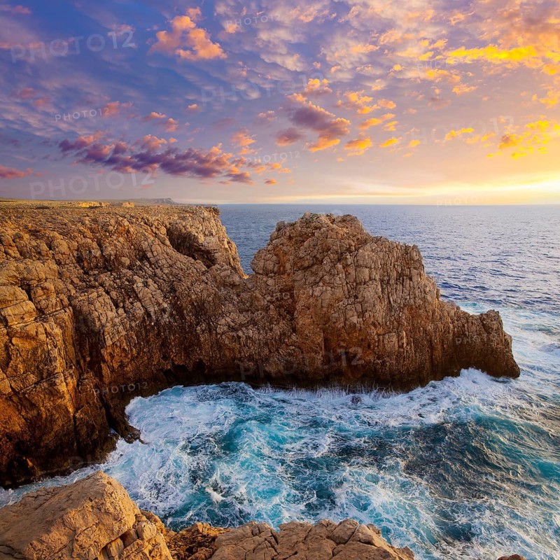 Menorca Punta Nati sunset in Ciutadella Balearic Islands at Mediterranean sea