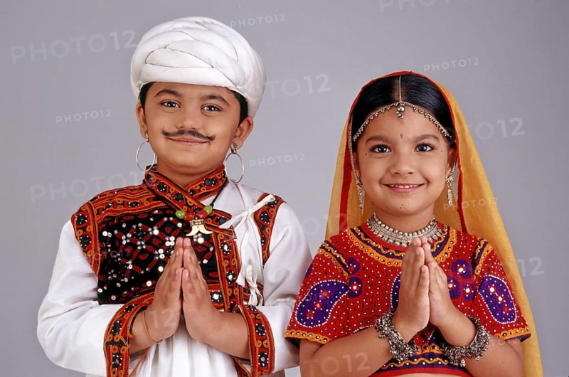 Child gujarati couple, India, Asia, MR NO 498, 497, Asia