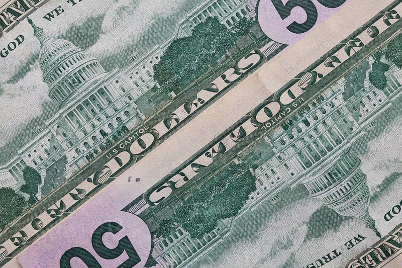 Detail of US dollar banknotes